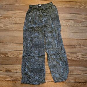 Indie Hippie Boho Paisley Relax Fit High Rise Wide Leg Flowy Pants Medium